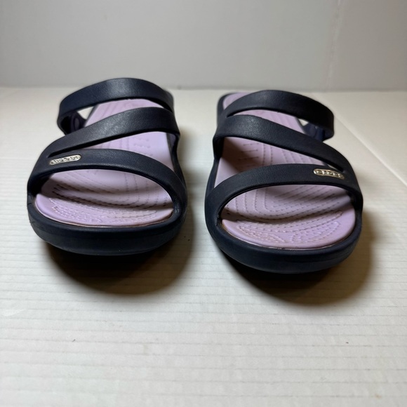 Crocs Iconic Comfort Navy Blue Slip On Sandals - Picture 5 of 13
